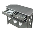 Pemberly Row Stainless Steel Top Kitchen Cart in Gray Wood Finish