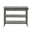 Pemberly Row Stainless Steel Top Kitchen Cart in Gray Wood Finish