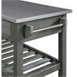 Pemberly Row Stainless Steel Top Kitchen Cart in Gray Wood Finish