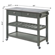 Pemberly Row Stainless Steel Top Kitchen Cart in Gray Wood Finish