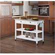 Pemberly Row Stainless Steel Top Kitchen Cart in White Wood Finish