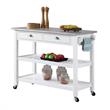 Pemberly Row Stainless Steel Top Kitchen Cart in White Wood Finish