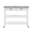 Pemberly Row Stainless Steel Top Kitchen Cart in White Wood Finish