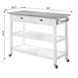 Pemberly Row Stainless Steel Top Kitchen Cart in White Wood Finish
