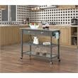 Pemberly Row French Stainless Steel Top Kitchen Cart- Gray Wood