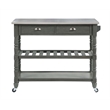 Pemberly Row French Stainless Steel Top Kitchen Cart- Gray Wood