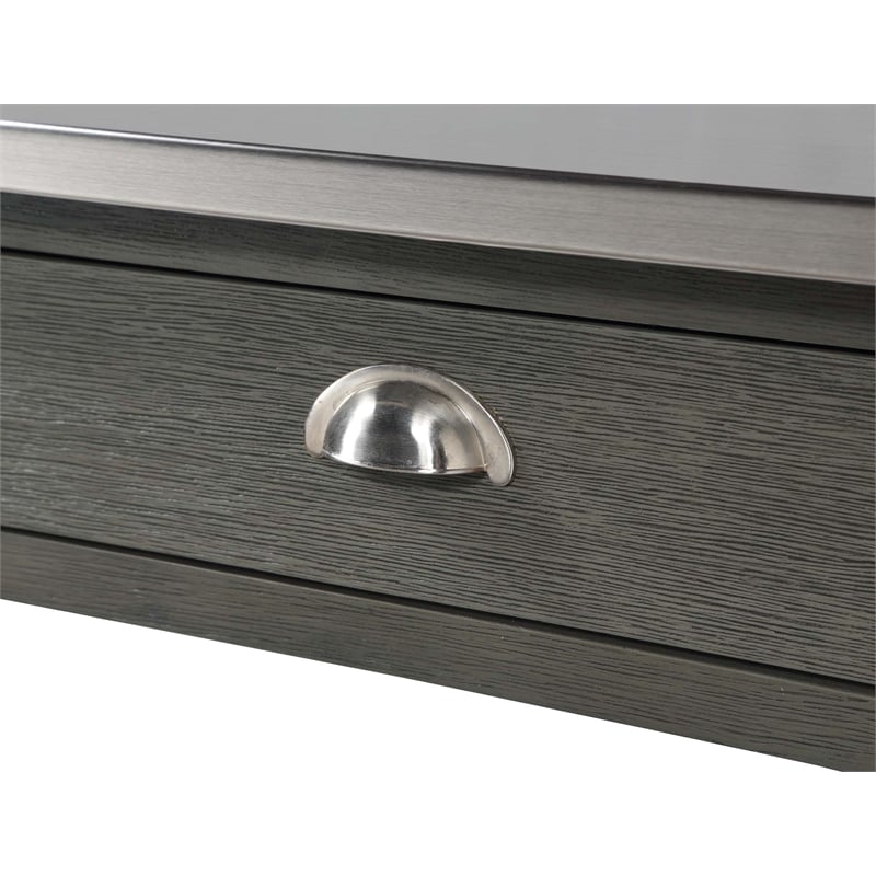 Pemberly Row French Stainless Steel Top Kitchen Cart- Gray Wood