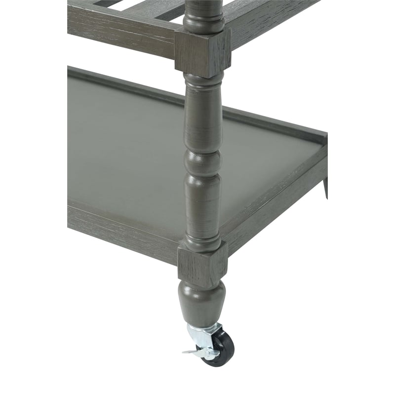 Pemberly Row French Stainless Steel Top Kitchen Cart- Gray Wood