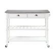 Pemberly Row French Stainless Steel Top Kitchen Cart- White Wood