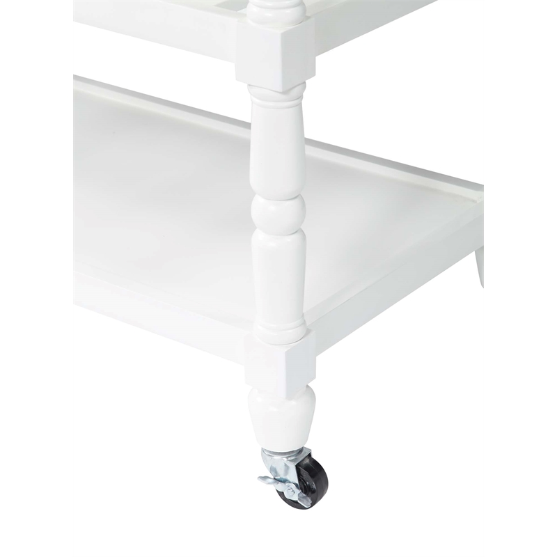 Pemberly Row French Stainless Steel Top Kitchen Cart- White Wood