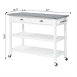 Pemberly Row French Stainless Steel Top Kitchen Cart- White Wood