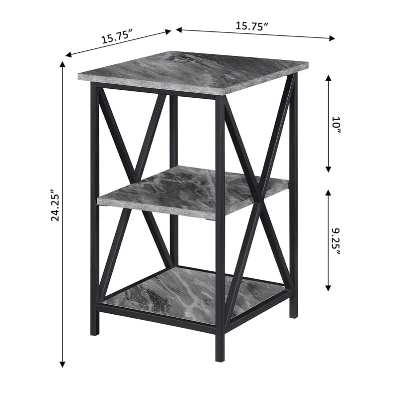 Pemberly Row End Table with Shelves in Marble Gray Wood Finish