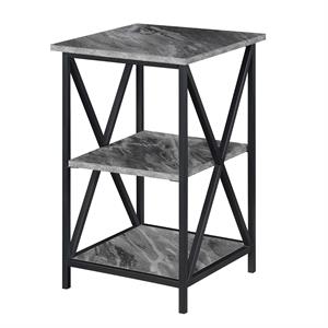 Pemberly Row End Table with Shelves in Marble Gray Wood Finish
