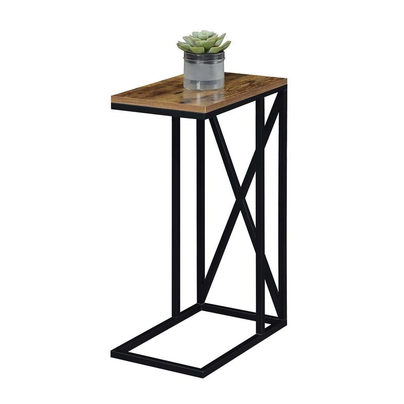Pemberly Row C End Table in Nutmeg Wood Finish and X Metal Frame