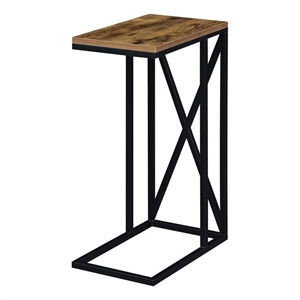 Pemberly Row C End Table in Nutmeg Wood Finish and X Metal Frame