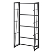 Pemberly Row Folding Four-Tier Bookshelf in Black Wood Finish