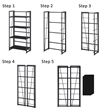 Pemberly Row Folding Four-Tier Bookshelf in Black Wood Finish