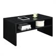 Pemberly Row Deluxe Coffee Table with Shelves in Black Wood Finish