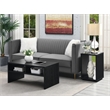 Pemberly Row Deluxe Coffee Table with Shelves in Black Wood Finish