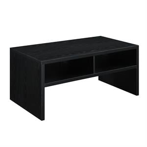 Pemberly Row Deluxe Coffee Table with Shelves in Black Wood Finish