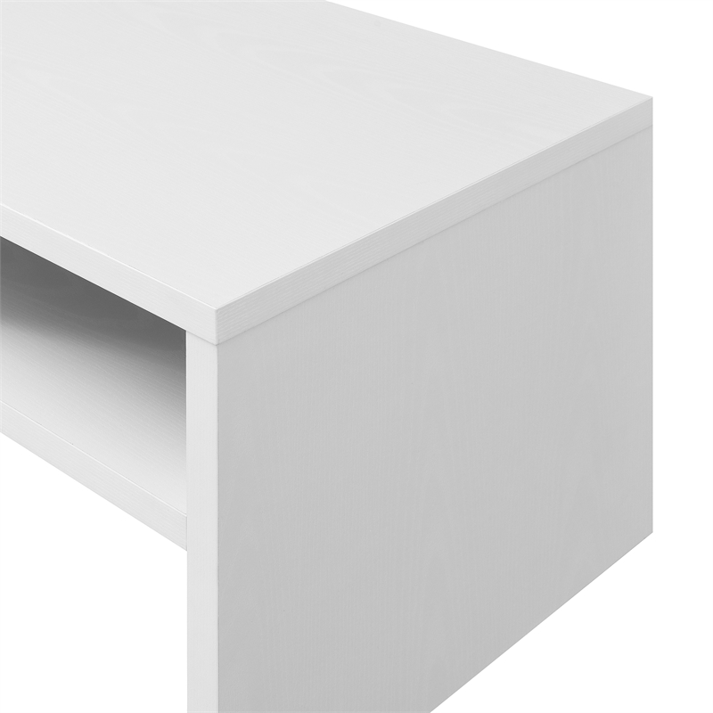 Pemberly Row Deluxe Coffee Table with Shelves in White Wood Finish