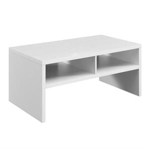 Pemberly Row Deluxe Coffee Table with Shelves in White Wood Finish