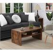 Pemberly Row Deluxe Coffee Table with Shelves in Nutmeg Wood Finish