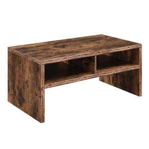 Pemberly Row Deluxe Coffee Table with Shelves in Nutmeg Wood Finish