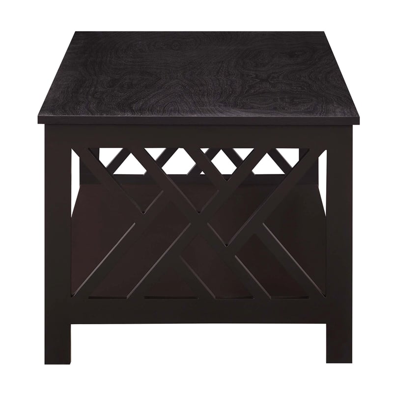Pemberly Row Coffee Table with Shelf in Espresso Wood Finish
