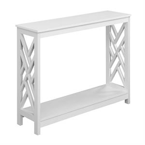 Pemberly Row Modern Console Table with Shelf in White Wood Finish