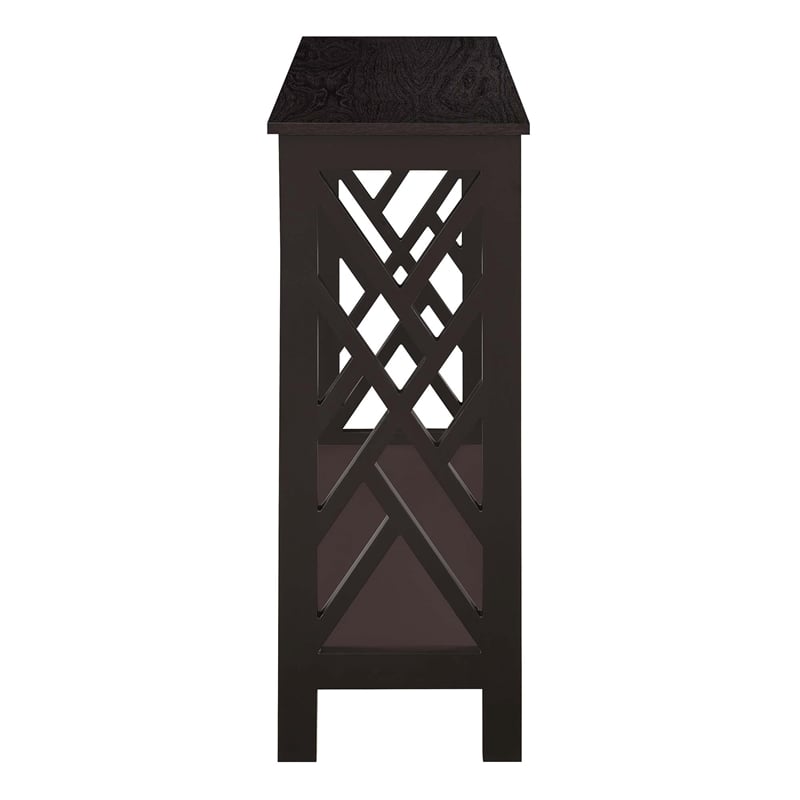 Pemberly Row Console Table with Shelf in Espresso Wood Finish
