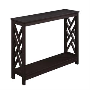 Pemberly Row Console Table with Shelf in Espresso Wood Finish