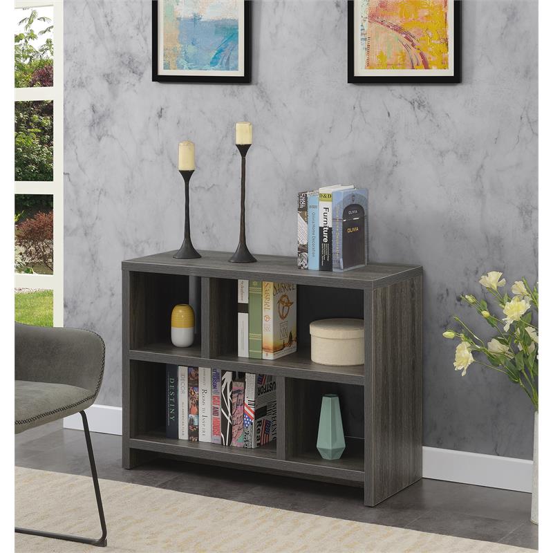 Pemberly Row Console Three-Tier Bookcase in Gray Wood Finish