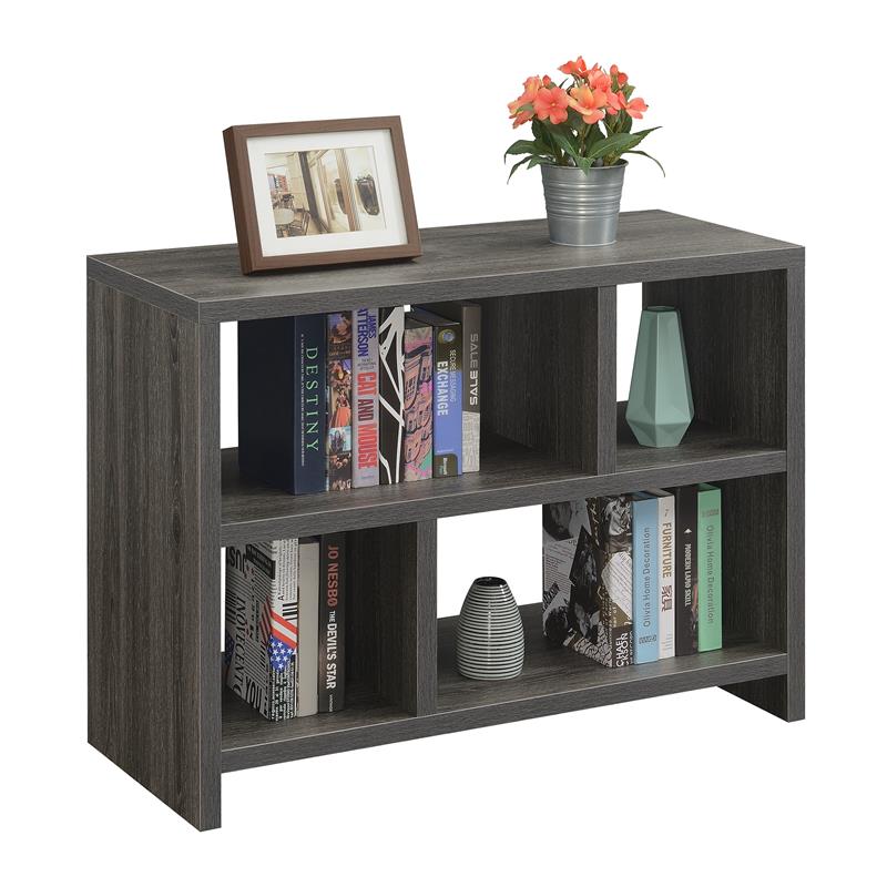 Pemberly Row Console Three-Tier Bookcase in Gray Wood Finish