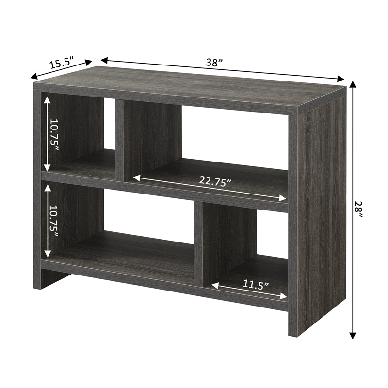 Pemberly Row Console Three-Tier Bookcase in Gray Wood Finish