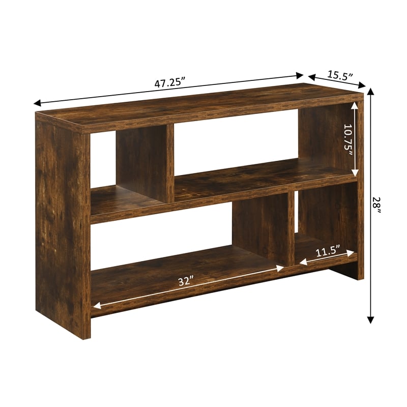 Pemberly Row Modern TV Stand Console with Shelves in Nutmeg Wood