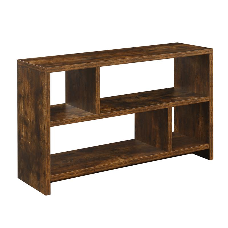 Pemberly Row Modern TV Stand Console with Shelves in Nutmeg Wood