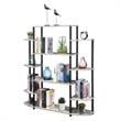Pemberly Row Modern Wall Unit Bookshelf in Gray Faux Birch Wood