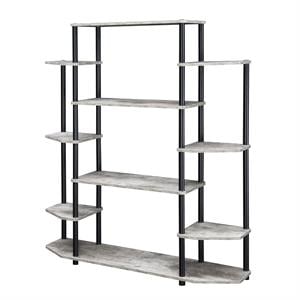 Pemberly Row Modern Wall Unit Bookshelf in Gray Faux Birch Wood
