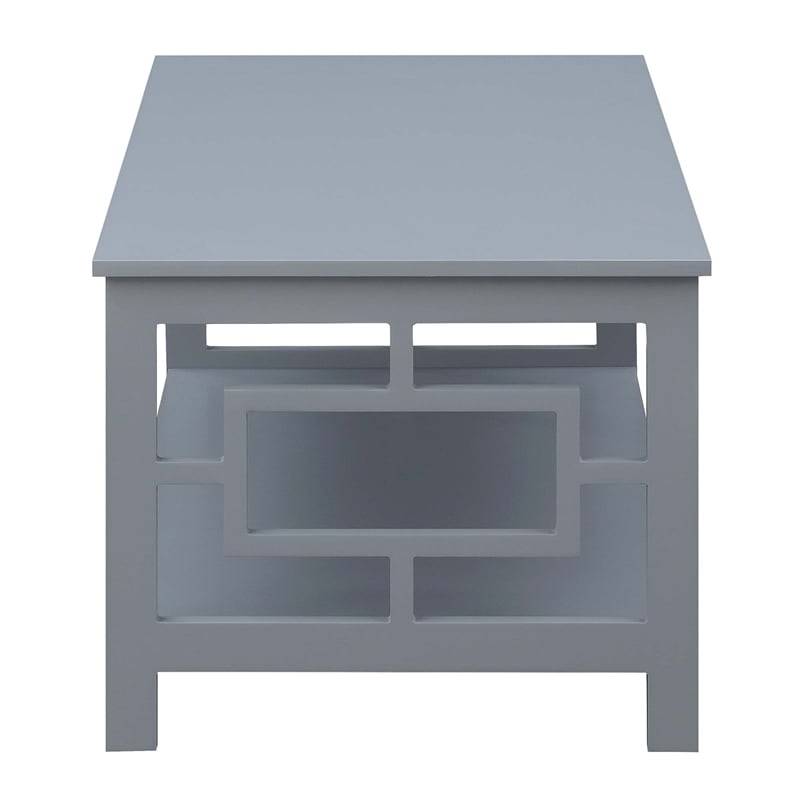 Pemberly Row Modern Coffee Table with Shelf in Gray Wood Finish