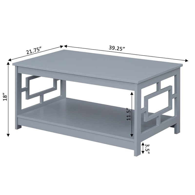 Pemberly Row Modern Coffee Table with Shelf in Gray Wood Finish