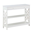 Pemberly Row One-Drawer Console Table with Shelves in White Wood