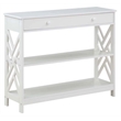Pemberly Row One-Drawer Console Table with Shelves in White Wood