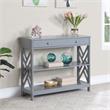 Pemberly Row One-Drawer Console Table with Shelves in Gray Wood