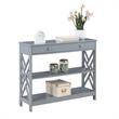 Pemberly Row One-Drawer Console Table with Shelves in Gray Wood