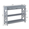 Pemberly Row One-Drawer Console Table with Shelves in Gray Wood