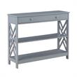 Pemberly Row One-Drawer Console Table with Shelves in Gray Wood