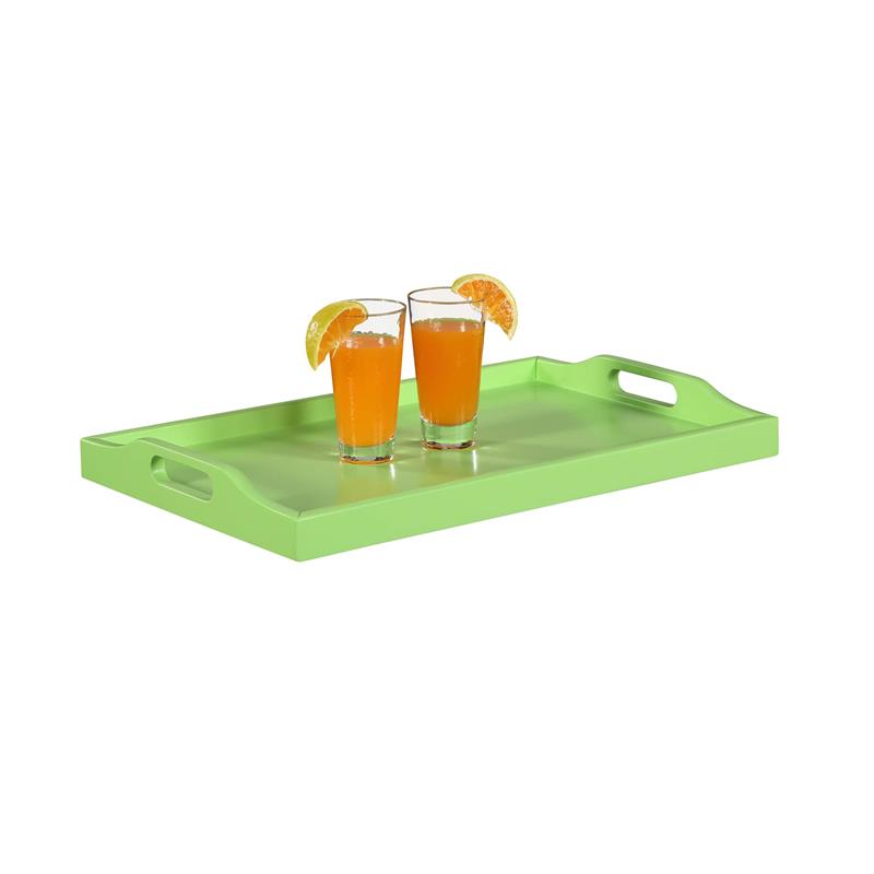 Pemberly Row Contemporary Serving Tray in Neon Green Wood Finish