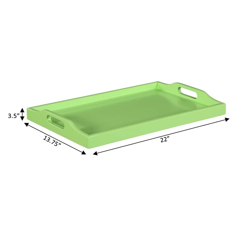 Pemberly Row Contemporary Serving Tray in Neon Green Wood Finish