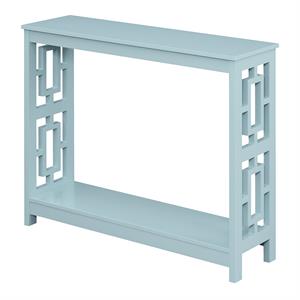 Pemberly Row Modern Console Table with Shelf in Seafoam Blue Wood